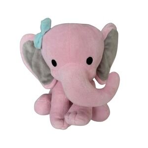 Bedtime Originals Lambs & Ivy Hazel Pink Elephant Plush Stuffed Animal with Bow
